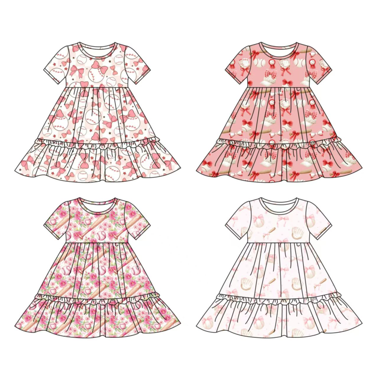 12.5 custom each style moq 5eta 4-6week Sibling Sister baby girl short sleeve dress 1 and dress 2 and dress 3 and dress 4 match family design