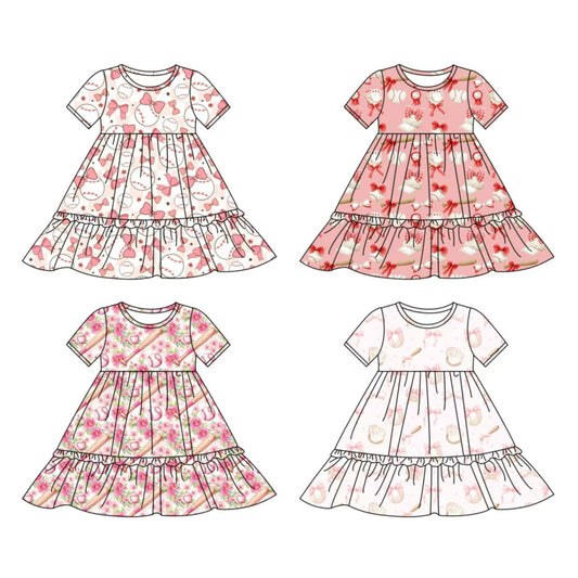 12.5 custom each style moq 5eta 4-6week Sibling Sister baby girl short sleeve dress 1 and dress 2 and dress 3 and dress 4 match family design