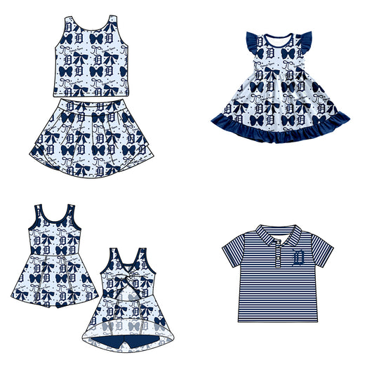 Custom moq 5 mix size milk silk summer teams baby girls clothes team bow blue sleeveless skirts sets and dress 1 and dress 2 and top-25.6.20