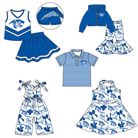 Custom moq 5 mix size milk silk summer teams baby girls clothes bow blue hooded long sleeve pants sets and skirts sets and dress and jumpsuit and top-25.7.30