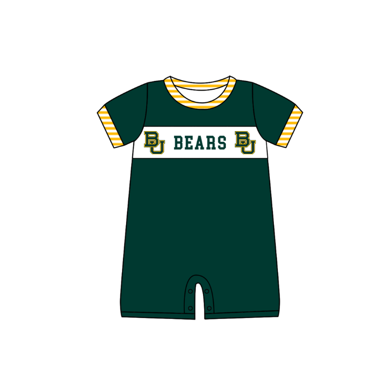 Custom moq 5 mix size milk silk summer teams baby girl boys clothes Dark green short sleeve shorts sets 2  and dress and rompers 2 series