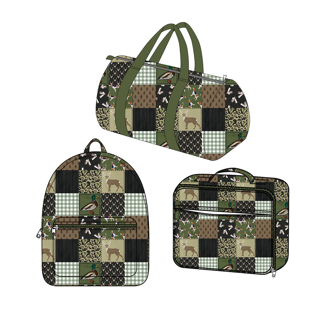 (Preorder new) No moq Baby Kids Camo Deer Dogs Ducks Print Backpack Duffle Bag Insulated Lunch Box