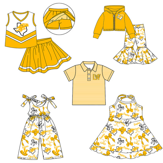Custom moq 5 mix size milk silk summer teams baby girls clothes bow yellow hooded long sleeve pants sets and skirts sets and dress and jumpsuit and top-25.8.1