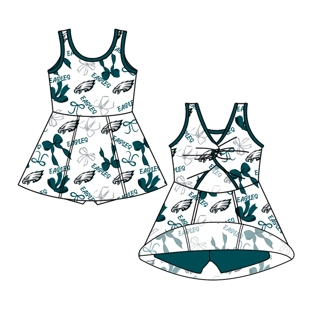 Custom moq 5 mix sizes summer teams baby girls clothes team green short sleeve skirts shorts sets 1 and skirts sets 2 and and skirts sets 2 and dress 1 and dress 2 and dress 3 and dress 4-25.6.9