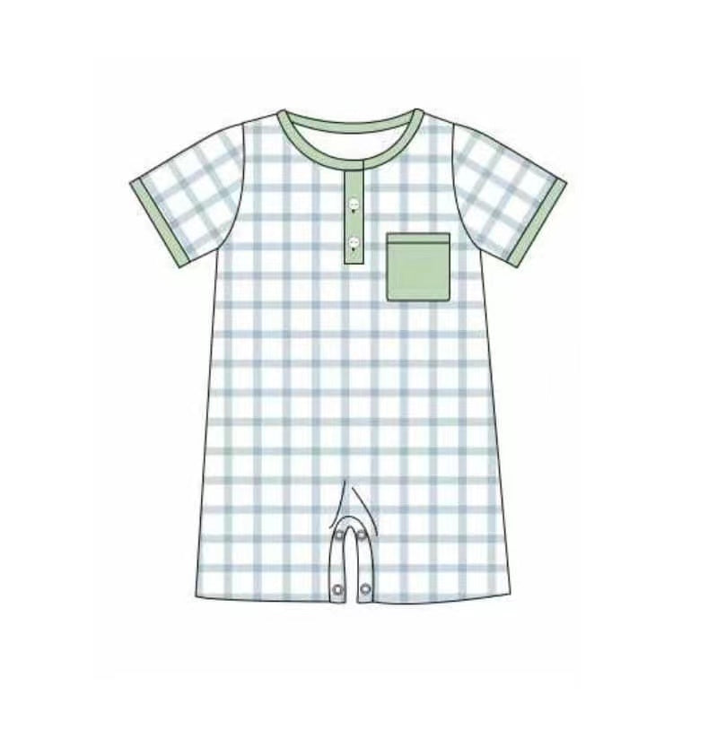 5.18custom each style moq 5eta 4-5week Sibling Sister blue plaid print green girls and boys outfits and baby romper and dress match family design