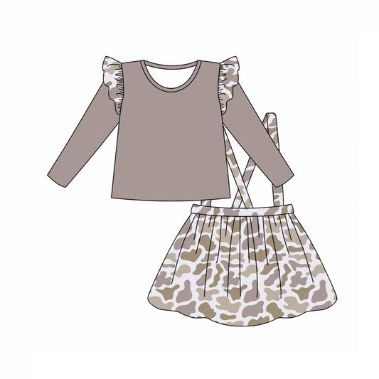 9.16 custom each style moq 5eta 4-6week baby girl clothes camouflage long sleeve suspender dress