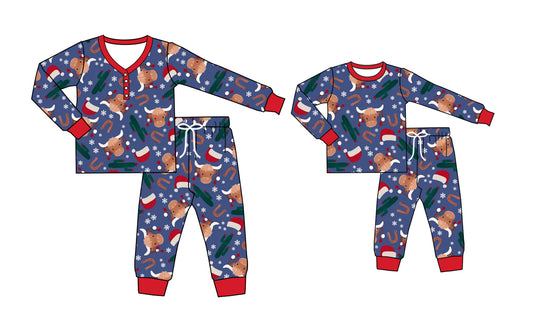 25.6.19 custom each style moq 5eta 4-6week Sibling Sister Christmas long sleeve pants sets and adult sets match design
