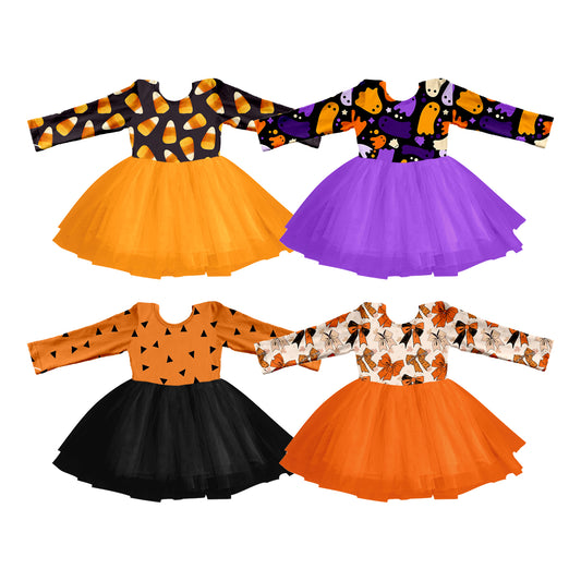 25.6.20 custom each style moq 5eta 4-6week Sibling Sisters Halloween baby girl long sleeve dress 1 and dress 4 match family design