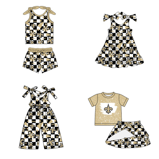 Custom moq 5 mix size milk silk summer teams baby girls clothes team khaki sleeveless shorts sets and skirts sets and dress and jumpsuit-25.7.16