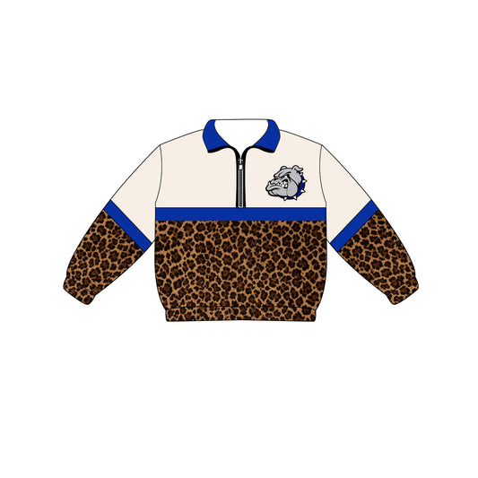 Custom moq 5 mix size milk silk summer teams Adult And Kids Long Sleeve Leopard Tee Shirts Zip Pullovers Tops