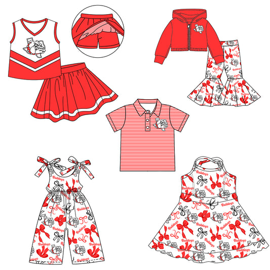 Custom moq 5 mix size milk silk summer teams baby girls clothes bow red hooded long sleeve pants sets and skirts sets and dress and jumpsuit and top-25.7.31