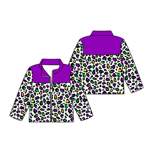 9.23 custom each style moq 5 eta 4-6week baby girls clothes leopard purple long sleeve top