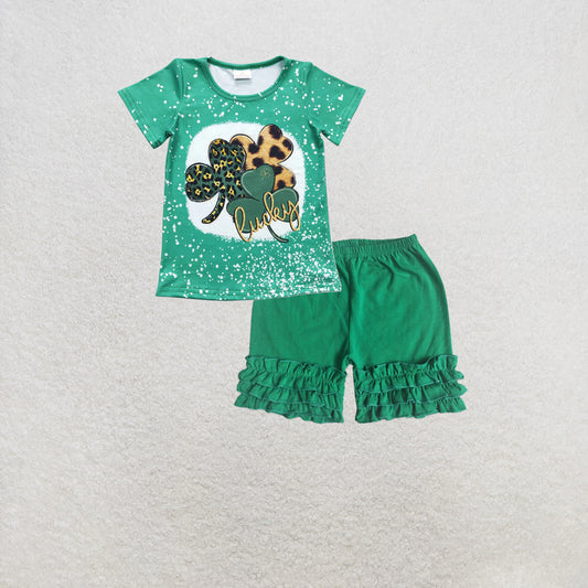 RTS NO MOQ GT0109+C15-14 Baby Girls Lucky St Patrick Day shirts tops Set