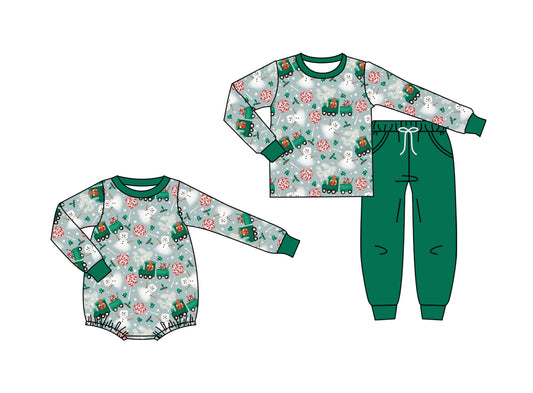 25.7.18 custom each style moq 5eta 4-6week Sibling Sister Christmas baby boy long sleeve pants sets and rompers match family design