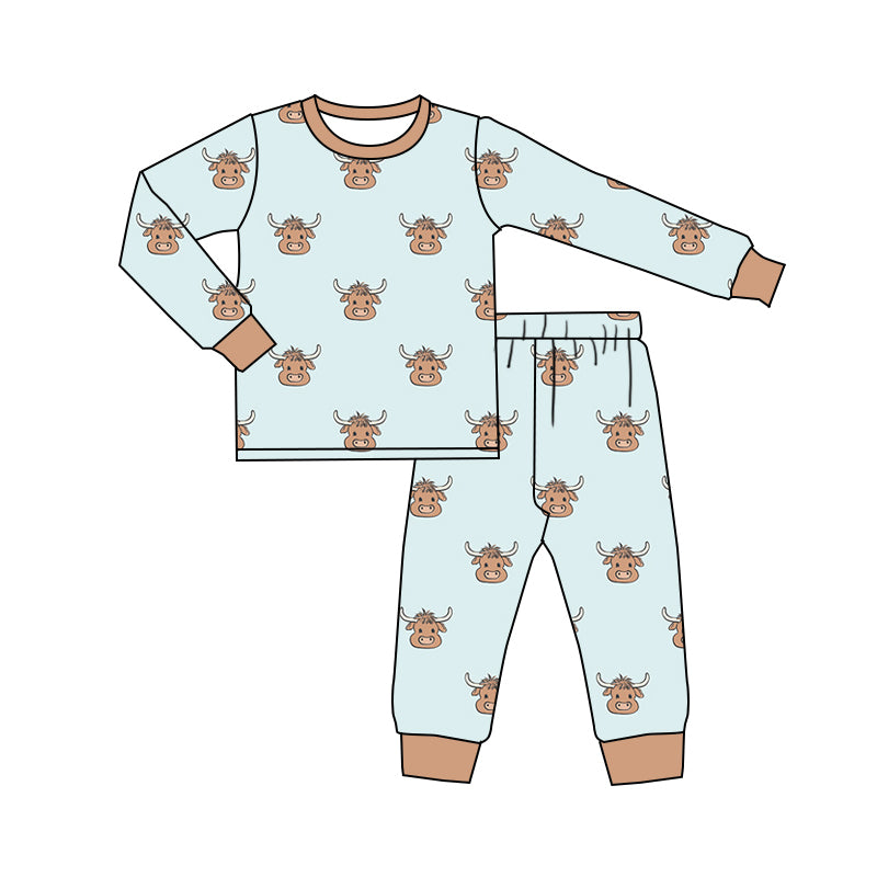 8.19 custom each style moq 5eta 4-6week Sibling Sister cow head baby boys sets and rompers match family design
