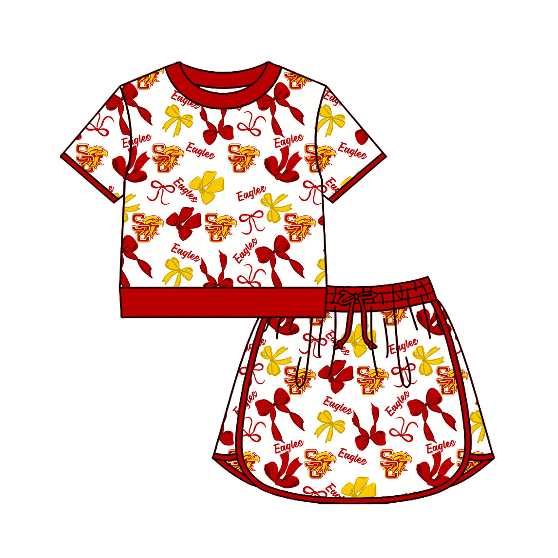 Custom moq 5 mix size milk silk summer teams Girls Red Polka Dot Top Shorts Set Top Skirt Short Set Zipper Pullover Pants Set