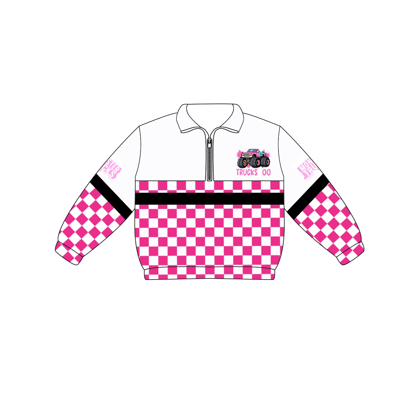 Custom moq 5 mix size milk silk summer teams Adult And Kids Long Sleeve Checked White  Tee Shirts Zip Pullovers Tops