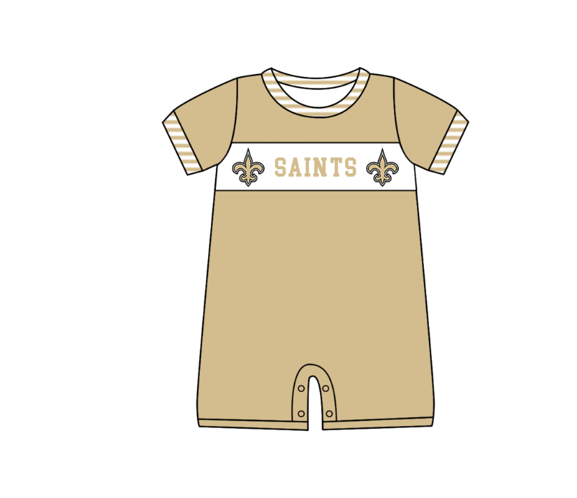Custom moq 5 mix size milk silk summer teams baby girl boys clothes Light khaki short sleeve shorts sets 2  and dress and rompers 2 series