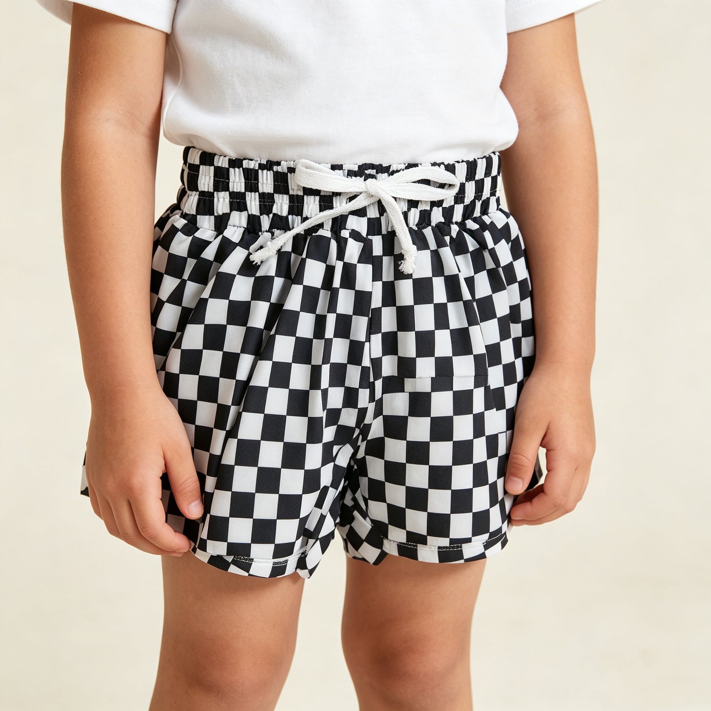 RTS NO MOQ SS0865 Baby Girls Black And White Plaid Yoga Active Wear Butterfly Shorts