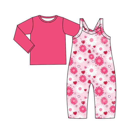 9.19 custom each style moq 5eta 4-6week baby girls clothes floral pink long sleeve suspender jumpsuits sets