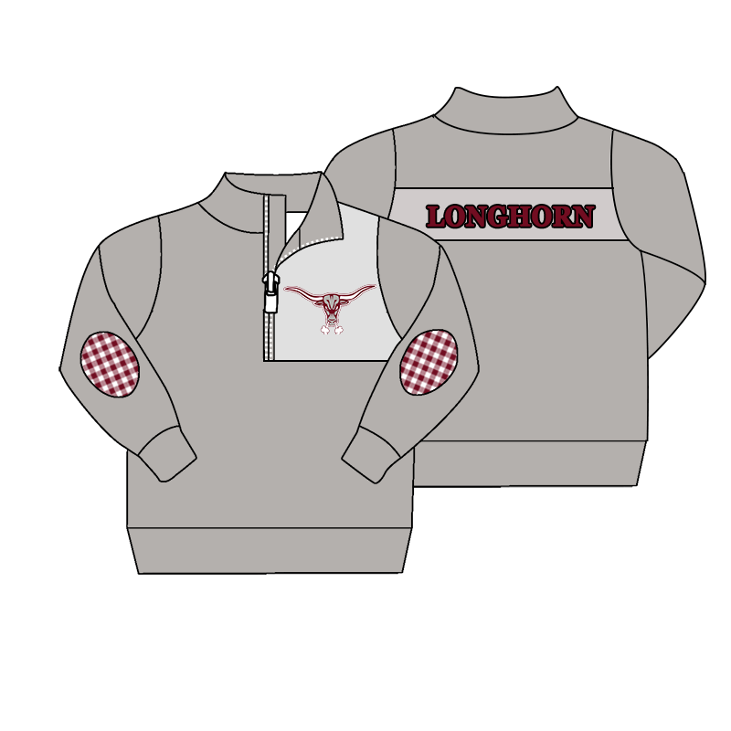 custom moq 5 mix size MSD071001 Baby Toddler Long Sleeve Zip Up Pullover Casual Team Top