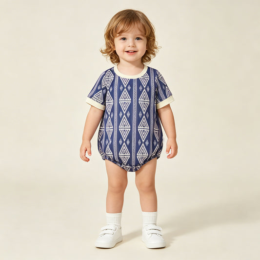 RTS NO MOQ milk silk SR3713 Baby Boys Casual Short Sleeve Western Aztec Rompers