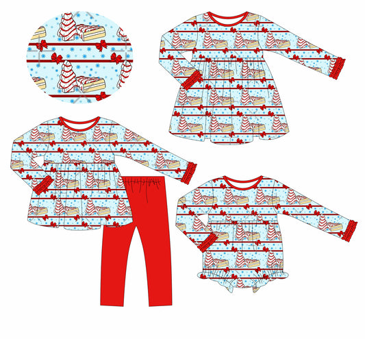 25.6.7 custom each style moq 5eta 4-6week Sibling Sisters Christmas bow baby girl long sleeve pants sets and dress and rompers match family design