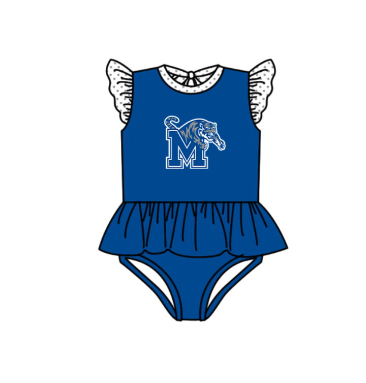 Custom moq 5 mix size milk silk summer teams baby girl boys clothes Blue Two-Piece Swimsuit Set One Piece Swimsuits boy swim trunks