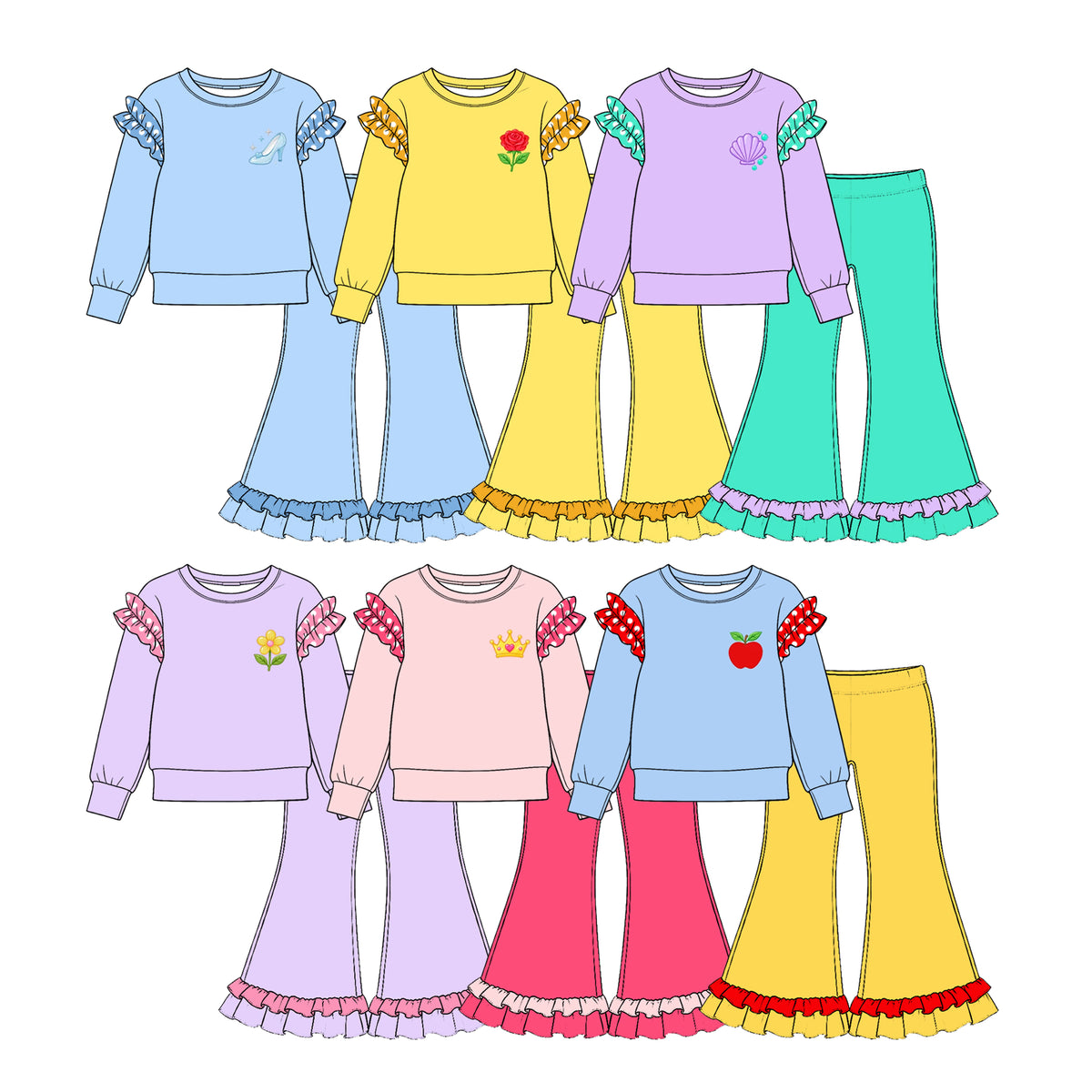 (Preorder new) No moq Baby Girls Crew Neck Polka Dot Ruffle Shoulder Long Sleeve Cute Shirt Top