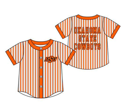 Custom moq 5 mix size milk silk summer teams Orange Striped Short-Sleeved Button-Down Shirt for Baby Boy Outfit