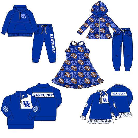 Custom moq 5 mix size milk silk summer teams baby girls clothes blue hooded long sleeve pants sets and boy sets and dress and tops 2-25.8.19