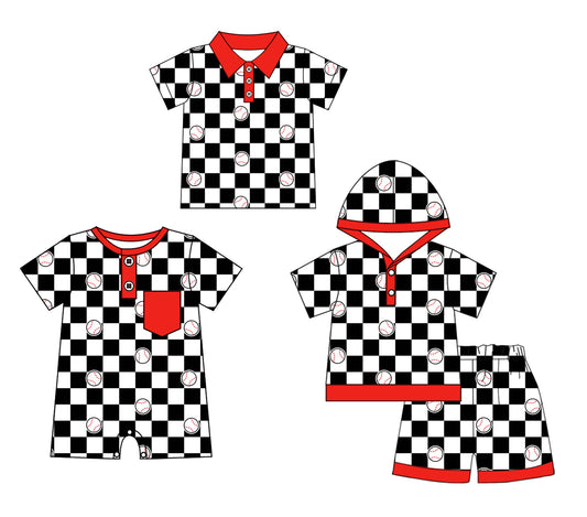 11.30 custom each style moq 5eta 4-6week Sibling Sister baseball baby boy short sleeve shorts sets and boy romper and top match design