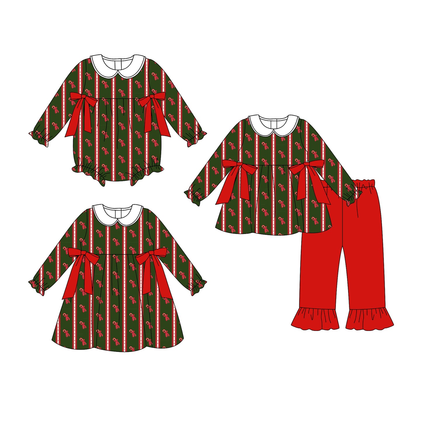 25.7.29 custom each style moq 5eta 4-6week Sibling Sisters Christmas baby girl long sleeve pants sets and dress and rompers match family design
