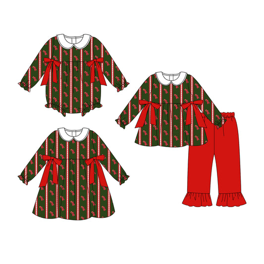 25.7.29 custom each style moq 5eta 4-6week Sibling Sisters Christmas baby girl long sleeve pants sets and dress and rompers match family design