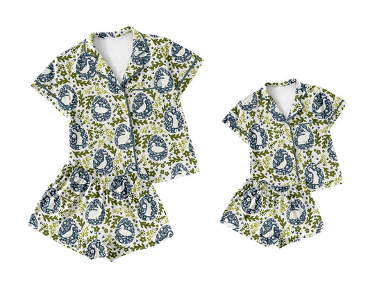 .custom each style moq 5 eta 6-8week Sibling Sister floral short sleeve shorts sets and adult set match design