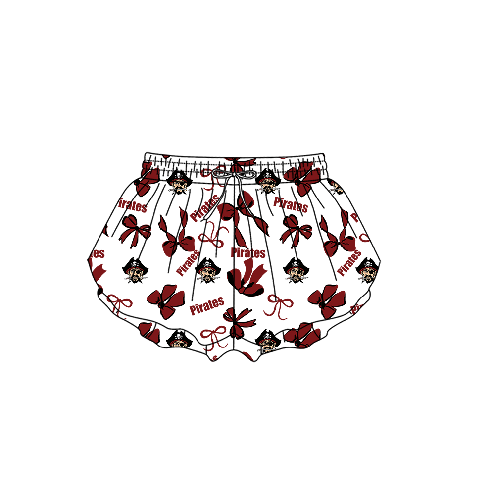 custom moq 5 mix size MSD072101 Baby Girls Bows Print Yoga Shorts Casual Active Wear Bottoms