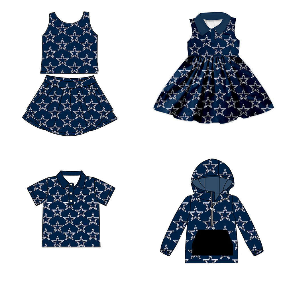Custom moq 5 mix size milk silk summer teams baby girls clothes team blue sleeveless skirts sets and dress and short sleeve top and long top-25.7.12