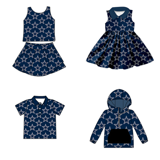 Custom moq 5 mix size milk silk summer teams baby girls clothes team blue sleeveless skirts sets and dress and short sleeve top and long top-25.7.12