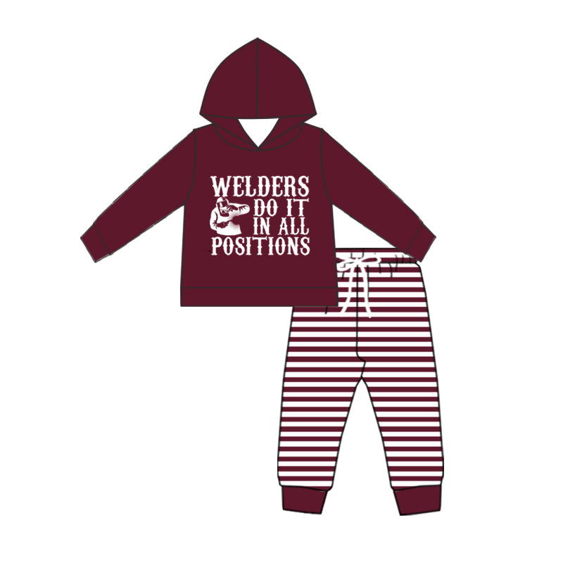 9.11 custom each style moq 5eta 4-6week baby boy clothes WELDERS hooded long sleeve pants sets