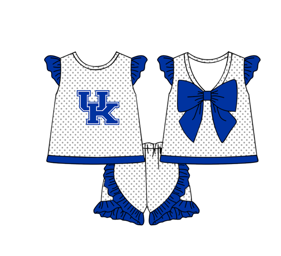 Custom moq 5 mix size milk silk summer teams Boy's Blue Short Sleeved Top Plaid Shorts Set Girl's Short-Sleeved Set with Matching Swimsuits Adult Shorts