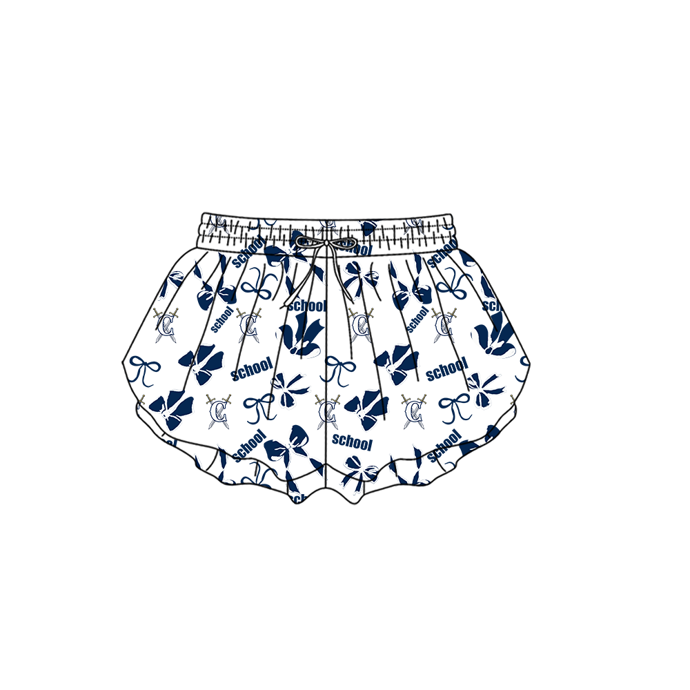 custom moq 5 mix size MSD072201 Baby Girls Bows Print Yoga Shorts Casual Active Bottoms