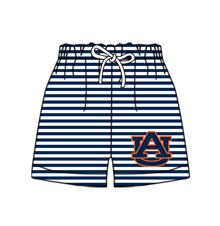 Custom moq 5 mix size milk silk summer teams Baby Navy Blue Striped Drawstring Shorts for Children Elastic Waist Kids Summer Shorts