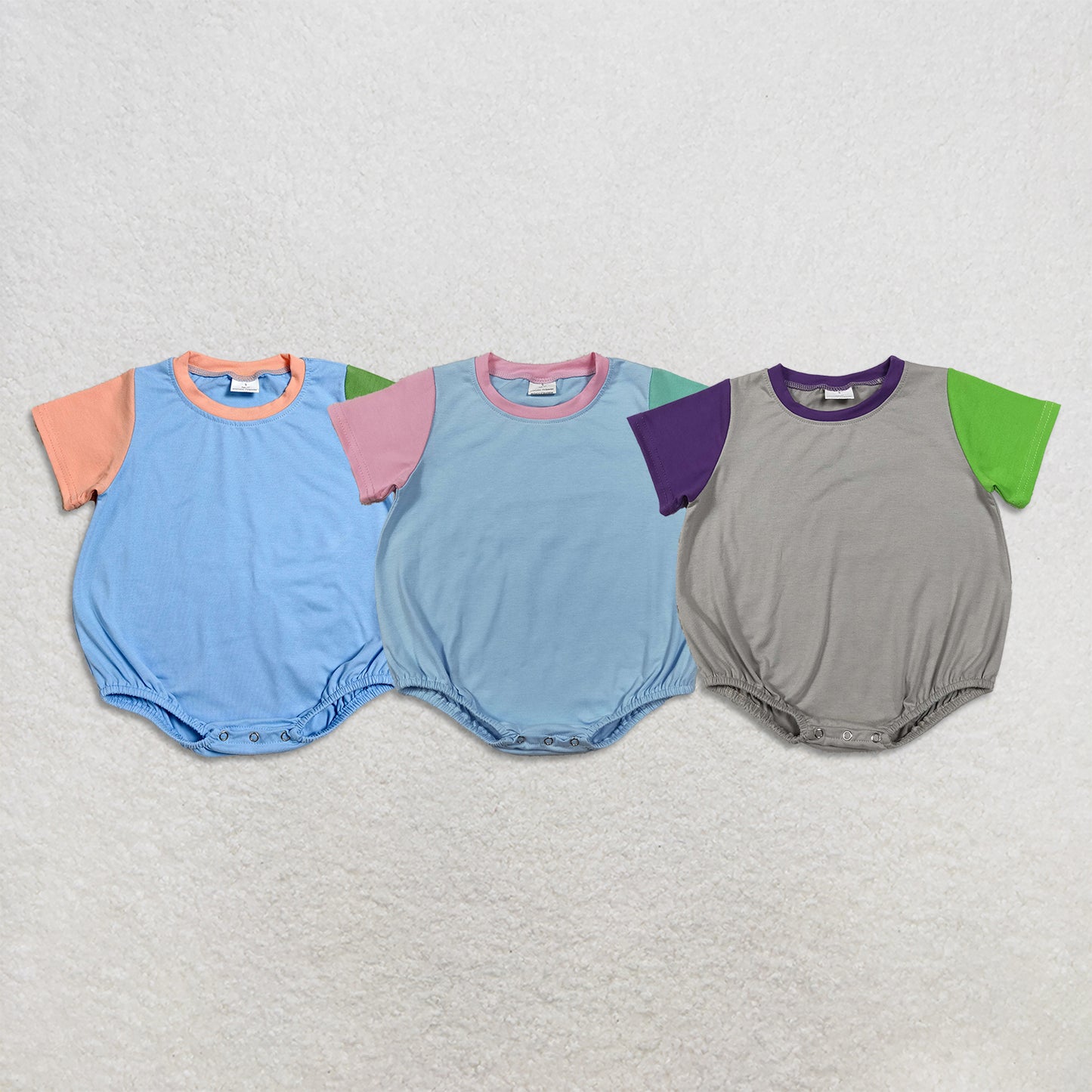 RTS NO MOQ Sibling cotton Baby Boys Cute Patchwork Short Sleeve Summer Rompers