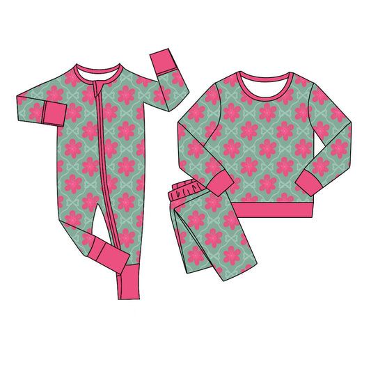 25.11.7 custom each style moq 5 eta 6-8week Sibling Sisters floral bow baby girl clothes long sleeve pants sets and romper match family design