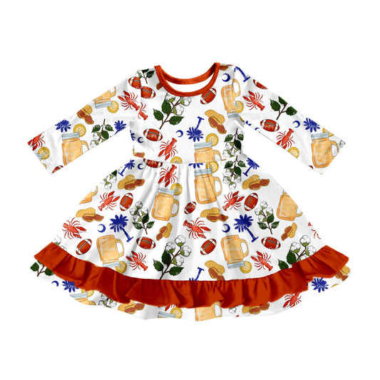 8.3  custom each style moq 5eta 4-6week baby girls clothes rugby crayfish  long sleeve dress