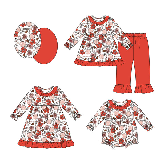 25.7.17 custom each style moq 5eta 4-6week Sibling Sisters Christmas baby girl long sleeve pants sets and dress and rompers match family design