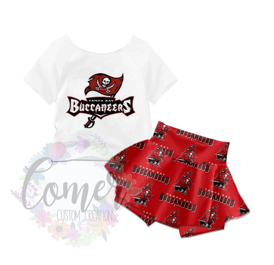 tampa bay bucceneers  Summer girls short sleeve shorts suit