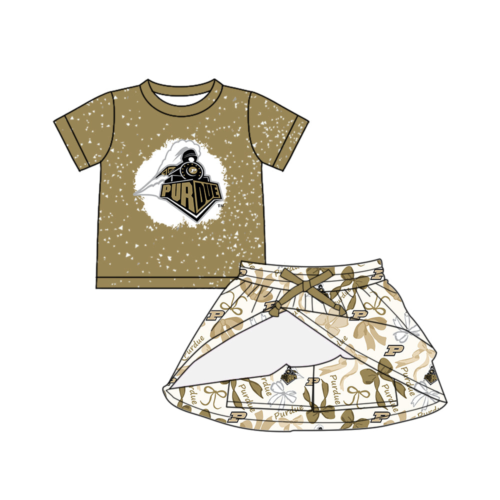 Custom moq 5 mix sizes summer teams baby girls clothes team green short sleeve skirts shorts sets dress 1 and dress 2 and dress 3 and dress 4-25.5.13