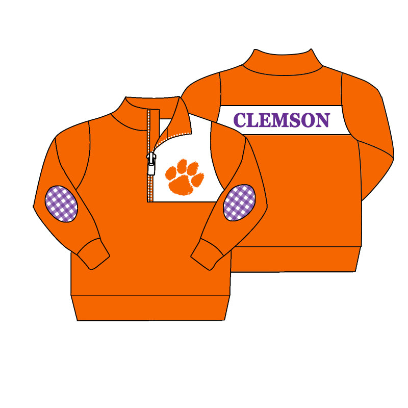 Custom moq 5 mix size milk silk summer teams baby girls boy clothes orange long sleeve top-25.8.27