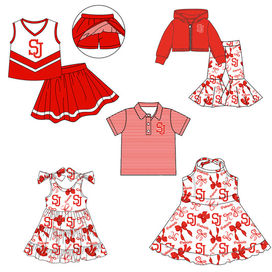 Custom moq 5 mix size milk silk summer teams baby girls clothes bow red hooded long sleeve pants sets and skirts sets and dress 1 and dress 2 and top-25.8.4